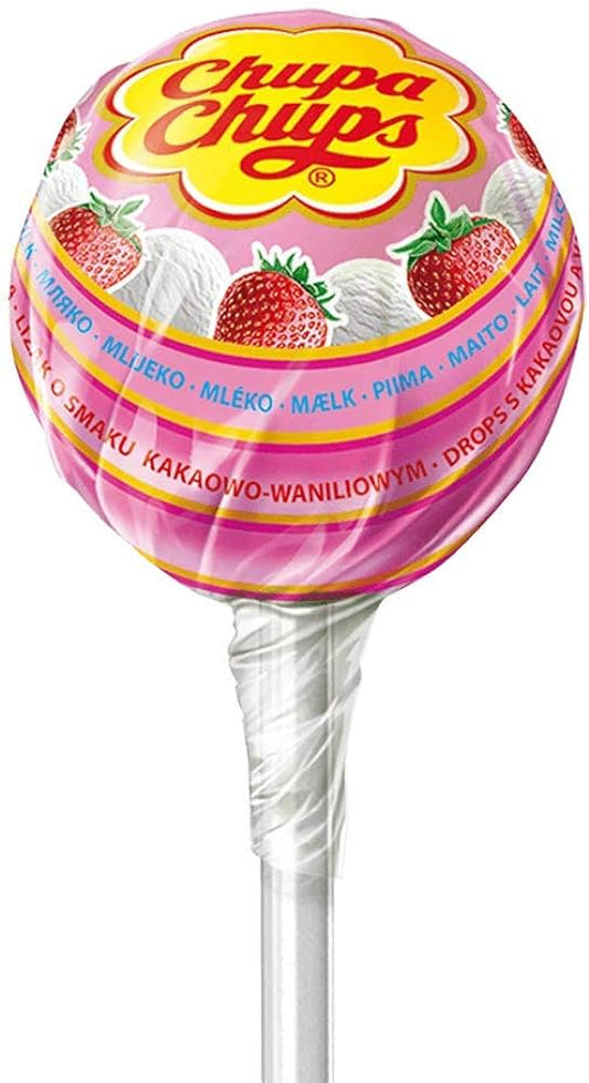 1 sucette chupa chup au lait à la fraises