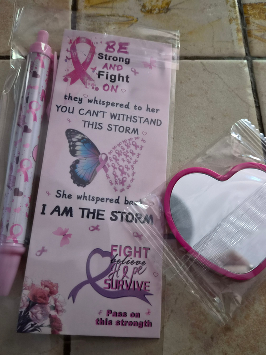 Lot un stylo et un miroir octobre rose